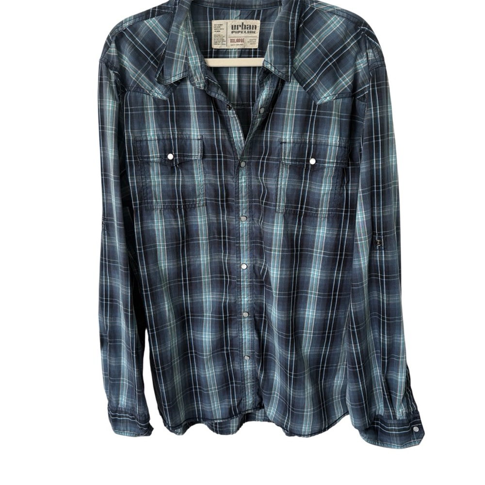 Urban Pipeline Men’s Blue Plaid Button Down XXL